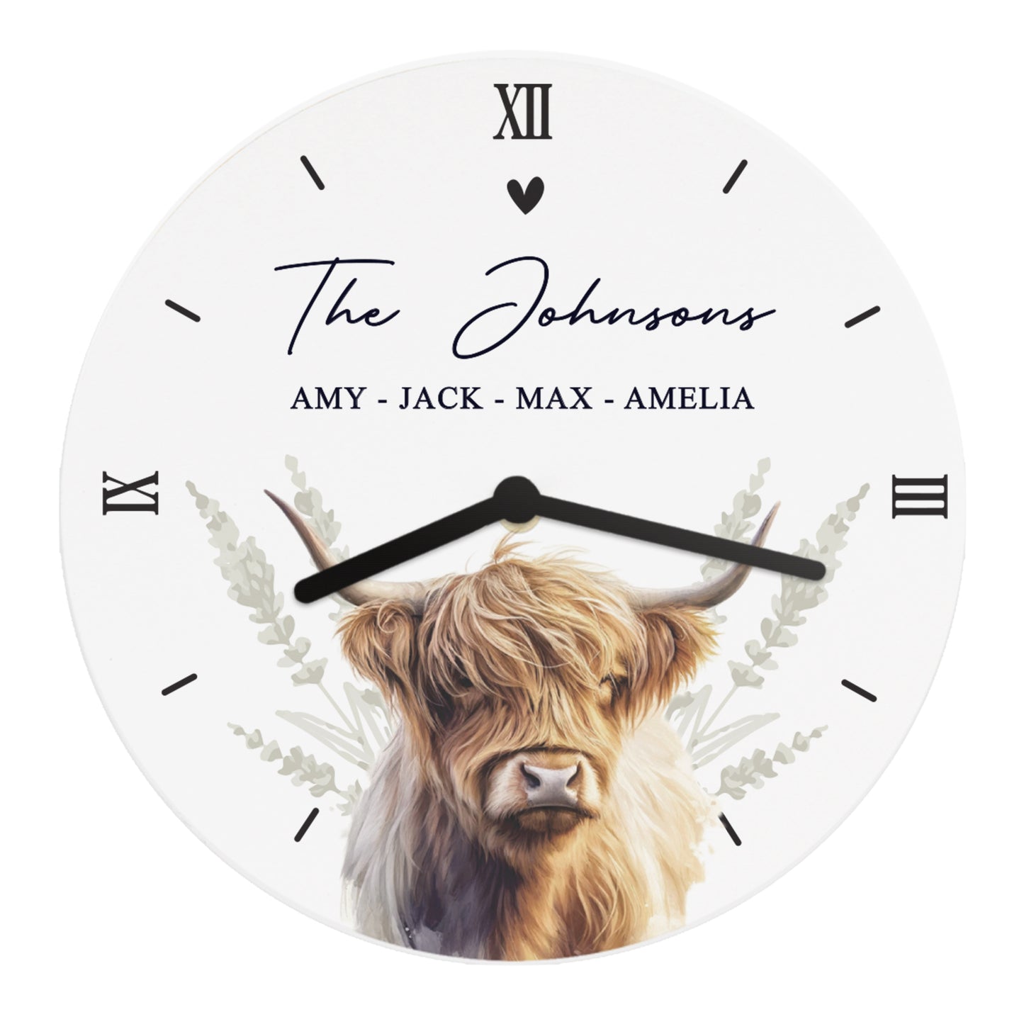 Personalised Highland Cow Wooden Clock 5