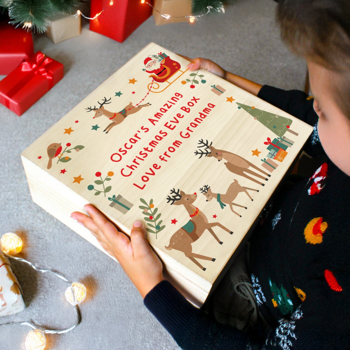 Personalised Santa & Reindeer Christmas Eve Box 3