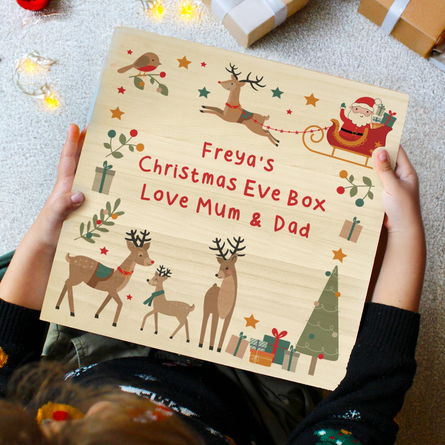 Personalised Santa & Reindeer Christmas Eve Box 5