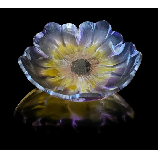 Beautiful Large Resin Bowl - Black Purple Yellow and White