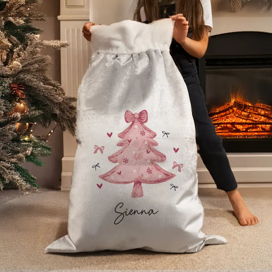 Personalised Pink Christmas Tree Sack 4