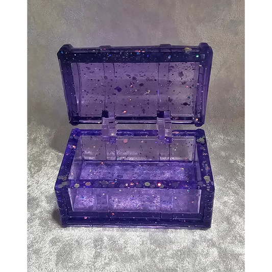 Resin hinged treasure chest storage box - Purple