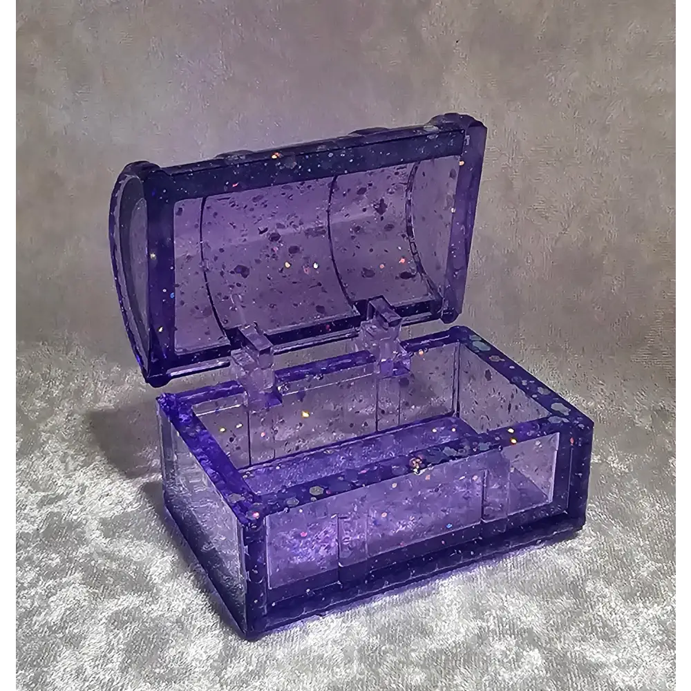 Resin hinged treasure chest storage box - Purple