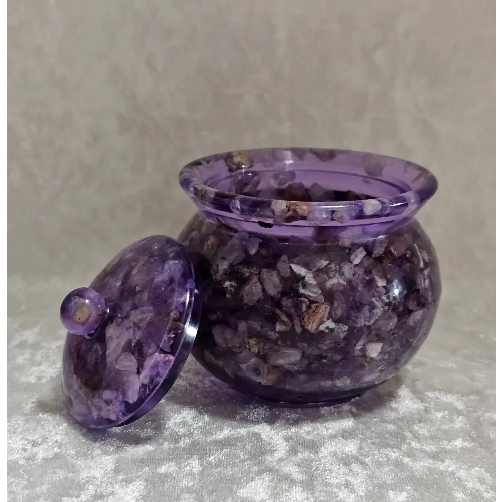 Resin Honey Pot with Amethyst - Purple