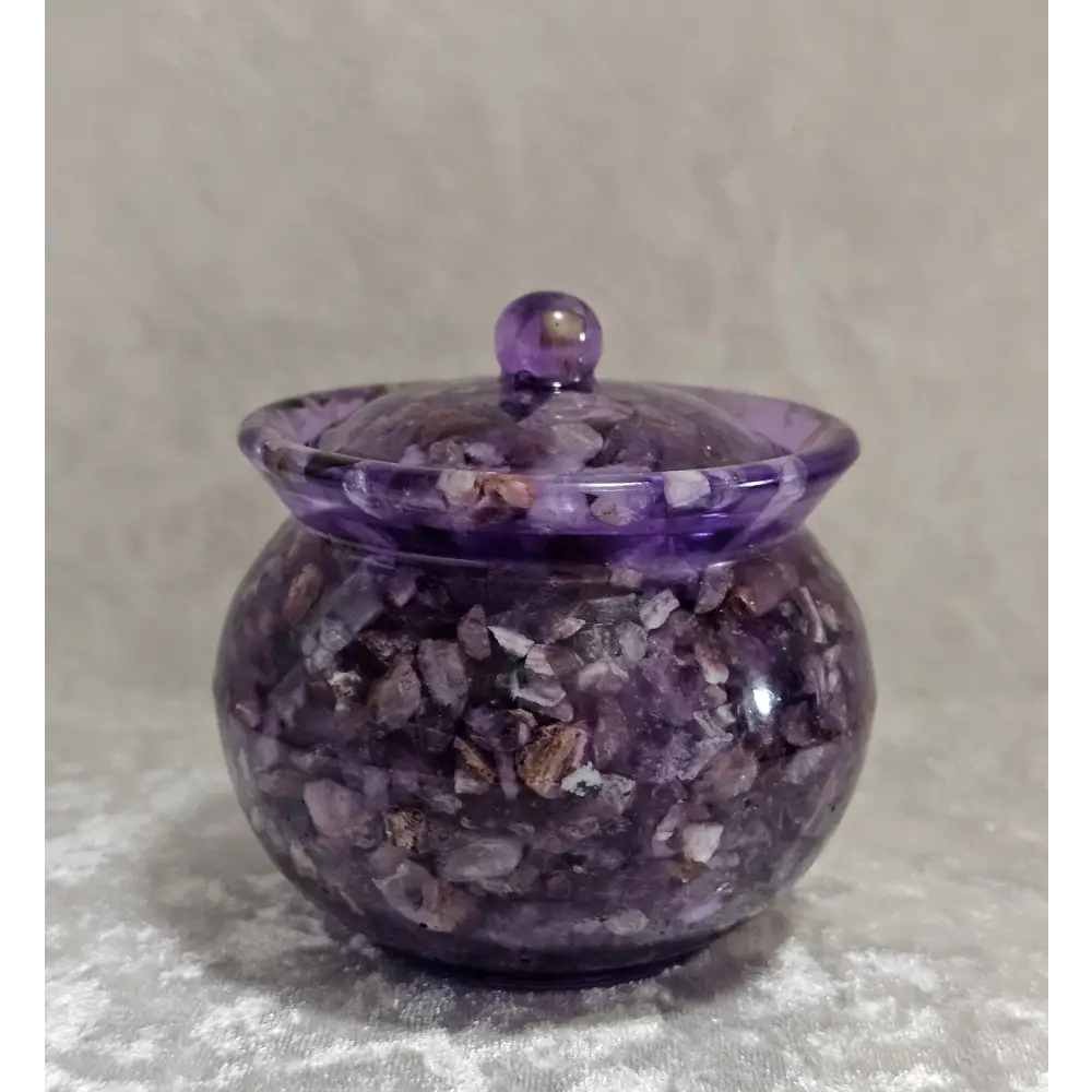 Resin Honey Pot with Amethyst - Purple