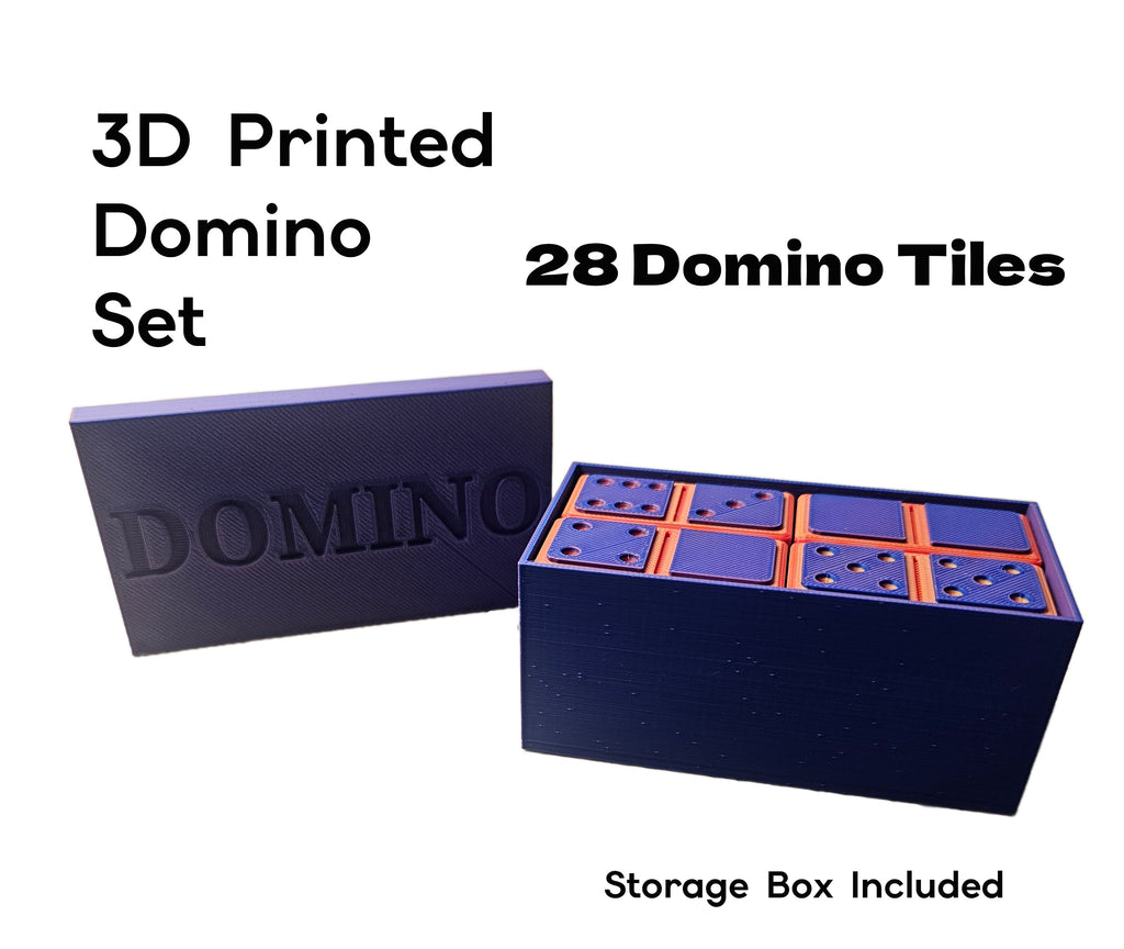 3D Printed Domino Set with Box | Modern Two Tone Dominoes | Compact Travel Game  Customisable