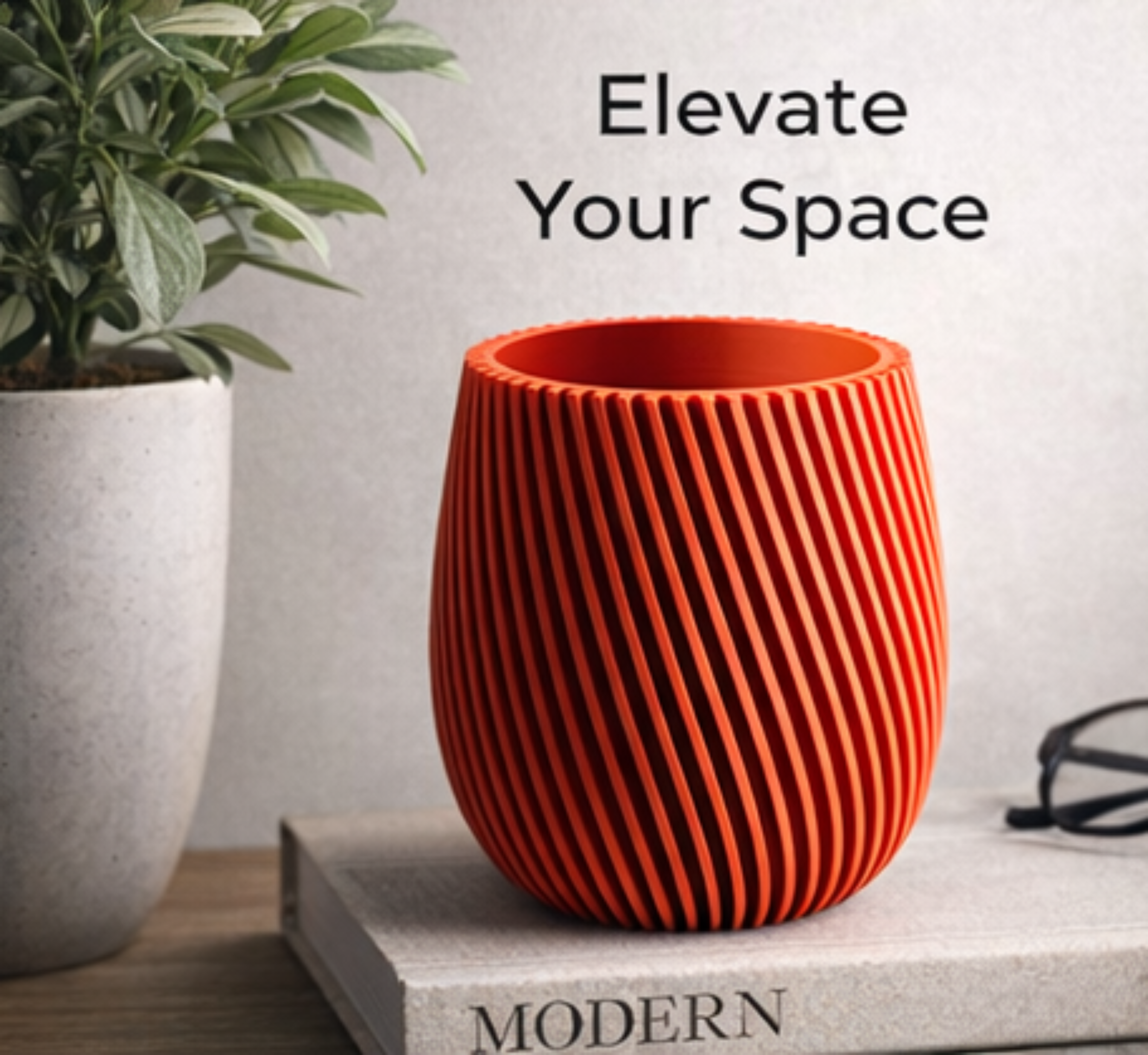 3D Printed Ribbed Vase Plant Pot 5