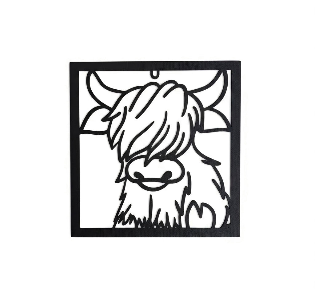 Decorative Line art of a Highland Cow.