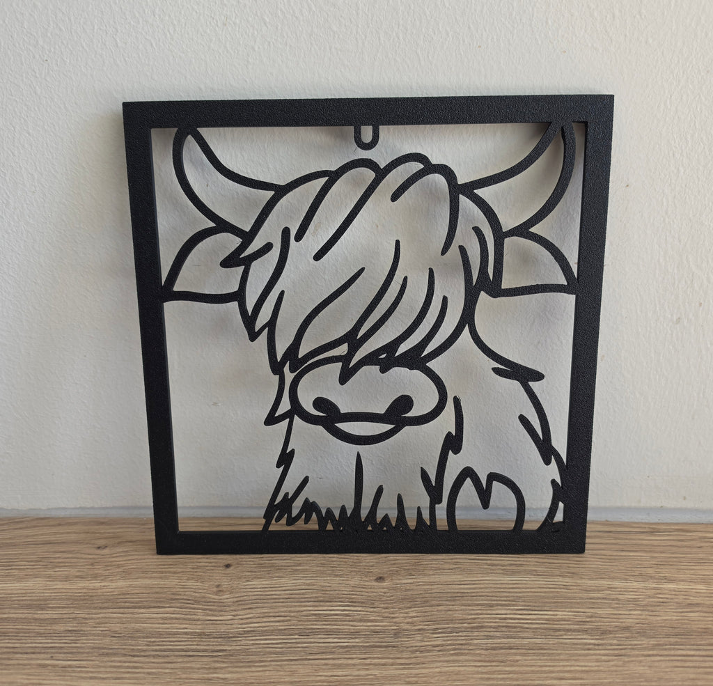 Decorative Line wall art of a Highland Cow.