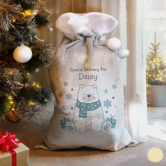 Personalised Polar Bear Christmas Sack 1