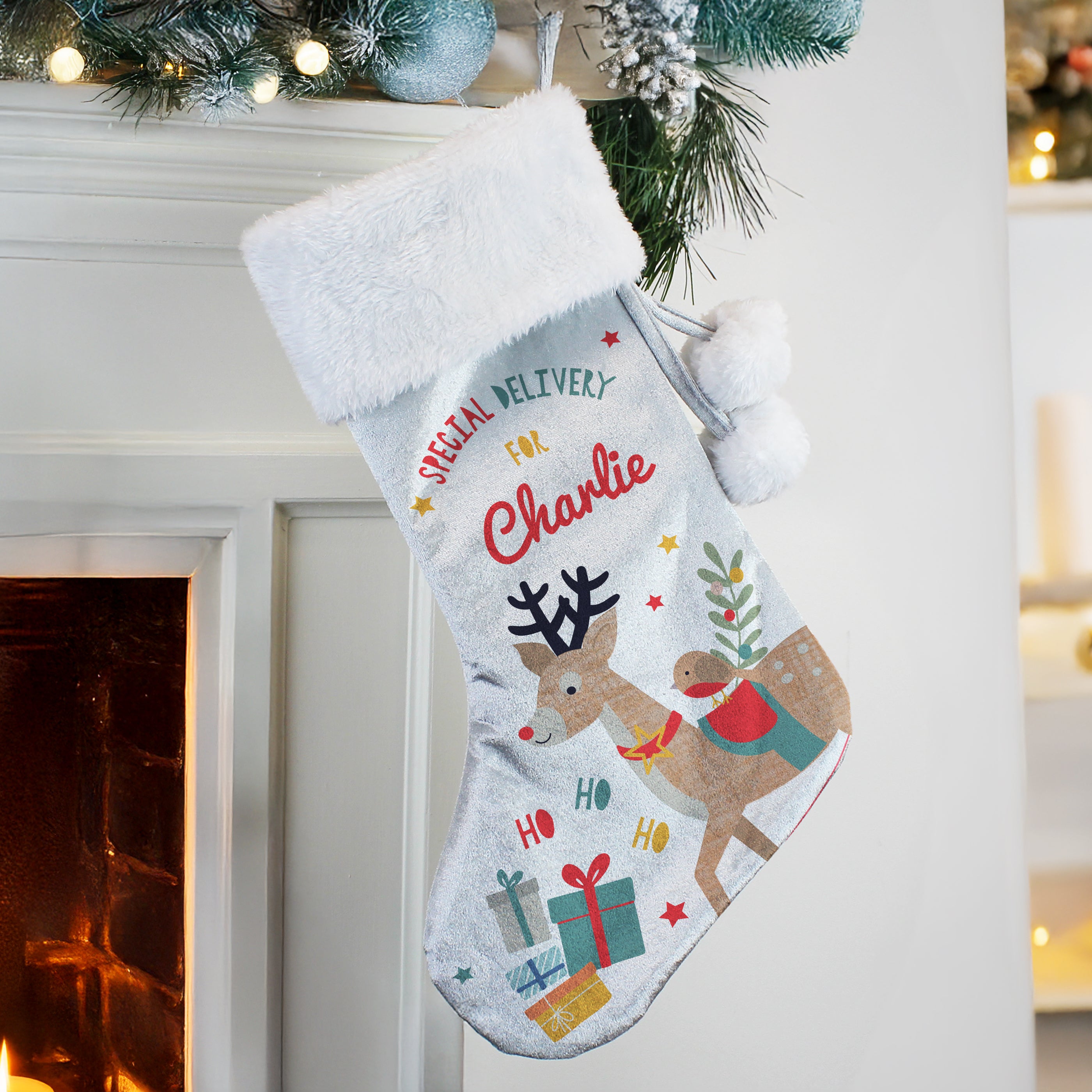Personalised Reindeer Christmas Stocking 1