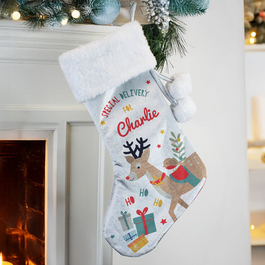 Personalised Reindeer Christmas Stocking 1