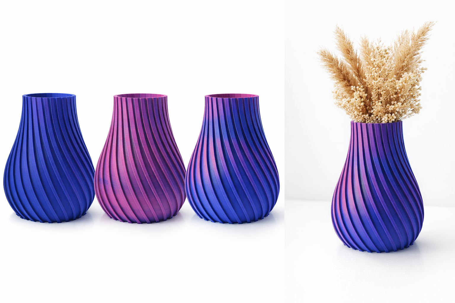 Red and Blue Ribbed Vase 2