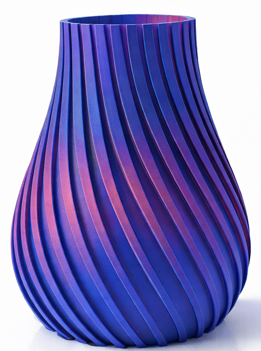 Red and Blue Ribbed Vase 3