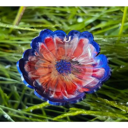 Beautiful Large Resin Bowl - Blue Red and White