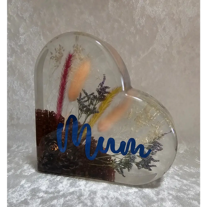 Personalised Dried Flower Resin Heart
