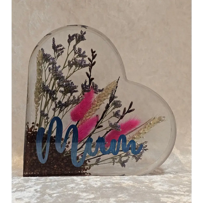 Personalised Dried Flower Resin Heart