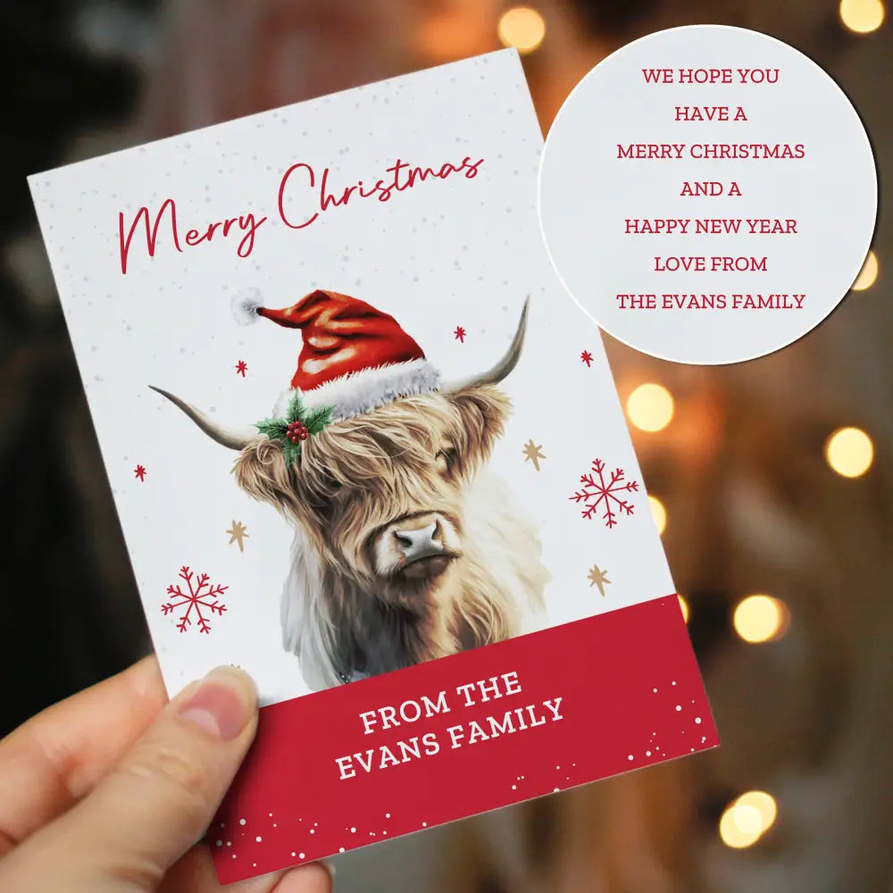 Personalised Highland Cow Pack of 10 Christmas Cards 3