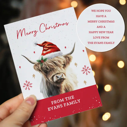 Personalised Highland Cow Pack of 10 Christmas Cards 3