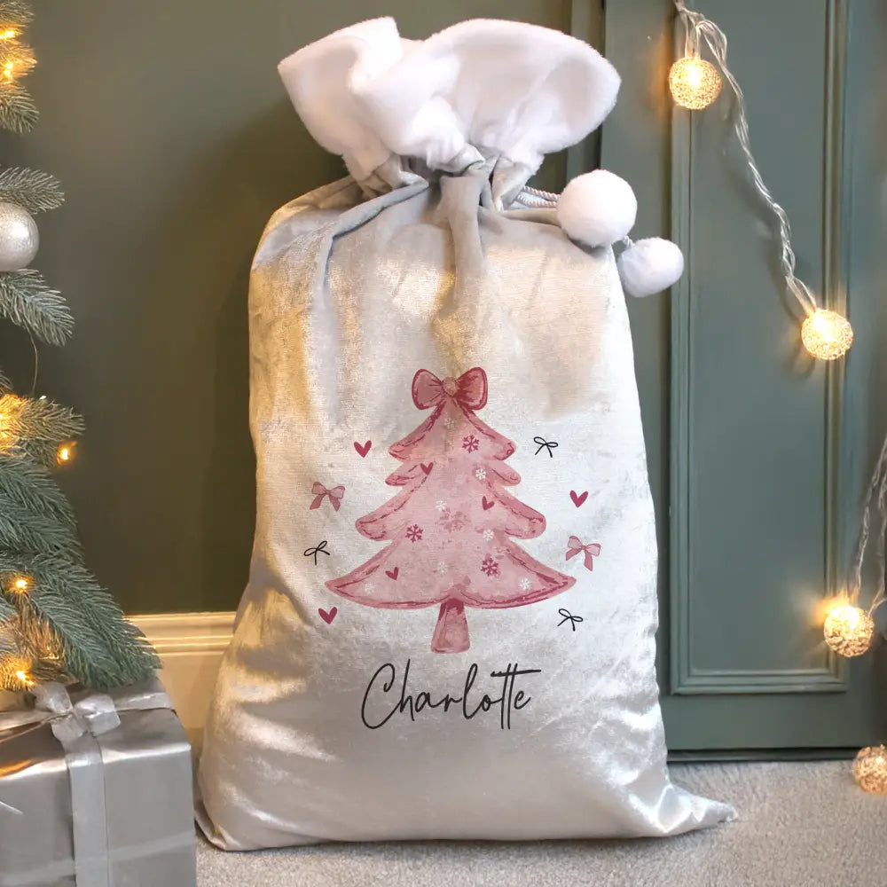 Personalised Pink Christmas Tree Sack 3