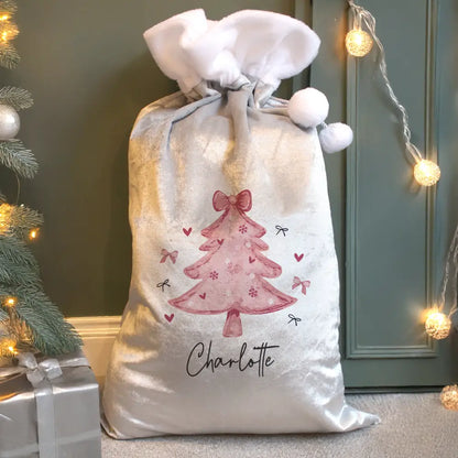 Personalised Pink Christmas Tree Sack 3