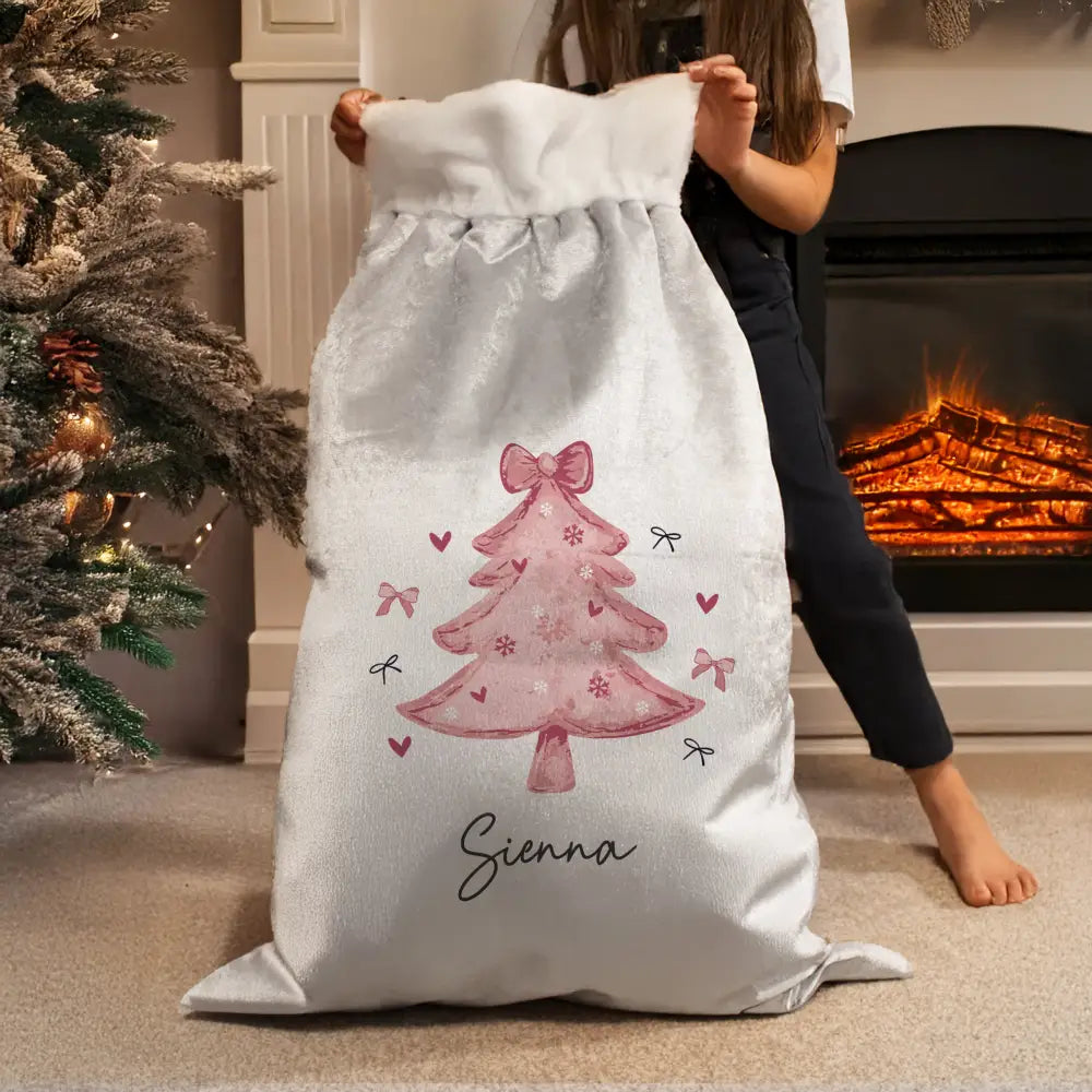 Personalised Pink Christmas Tree Sack 4