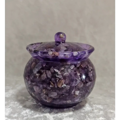 Resin Honey Pot with Amethyst - Purple
