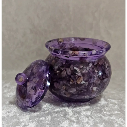 Resin Honey Pot with Amethyst - Purple
